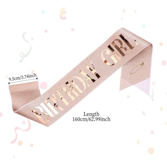 Birthday Crown for Women with Sash Rose-Gold Birthday Girl Sash & Birthday Tiara - Picture 4 of 7